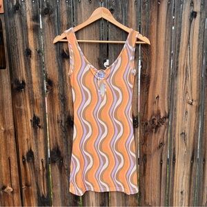 Princess Polly Orange Groovy Retro 70’s Keyhole Bodycon Tank Dress, Women’s 2